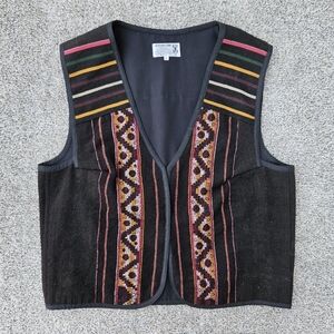 Artisanal Bolivian Vest Traditional Manta 100% Wool Coloful Unisex Size Large